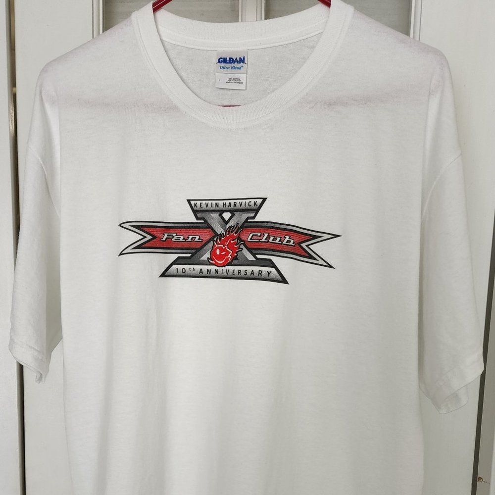 Kevin Harvick Fan Club White T-Shirt Men's Size L 10th Anniversary "Never Worn"